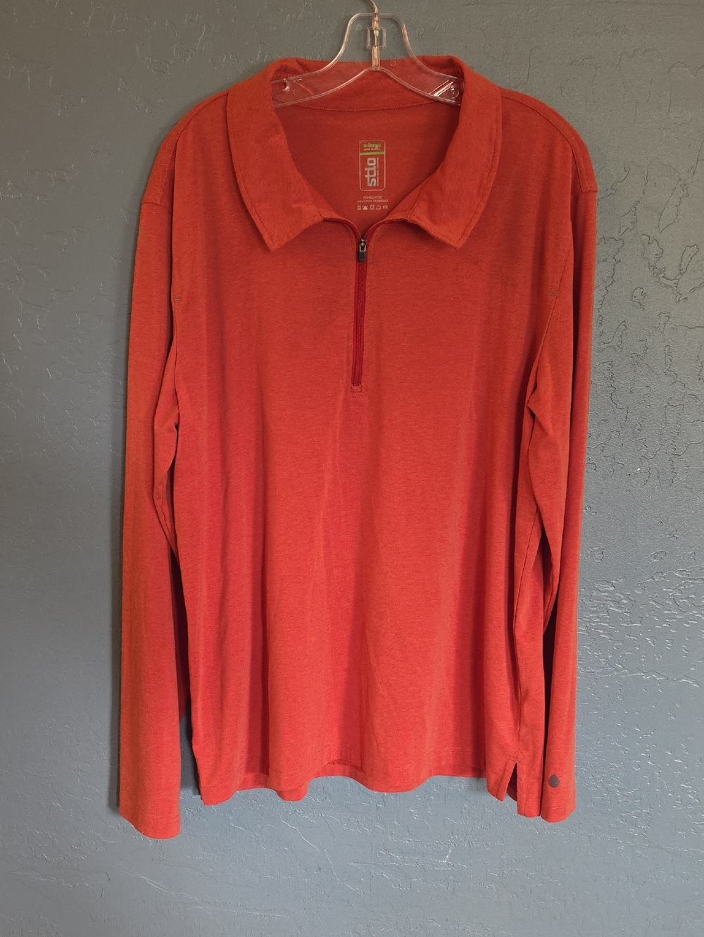 Stio Men’s Quarter Zip Polo Sweater in Burnt Orange